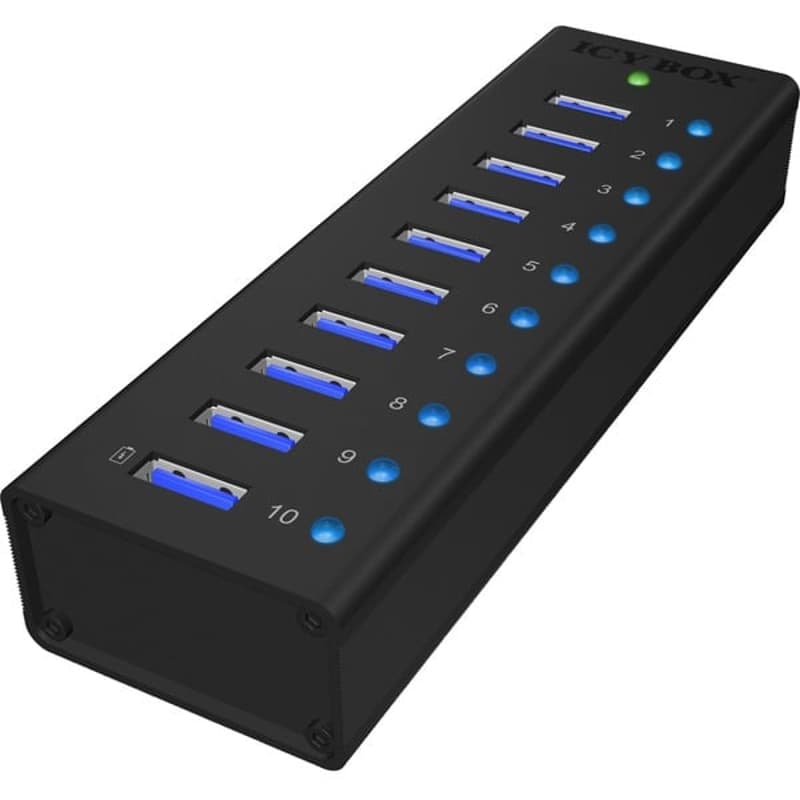 Icy Box USB 3.0 Hub 10 Port + Charging Port W/Psu