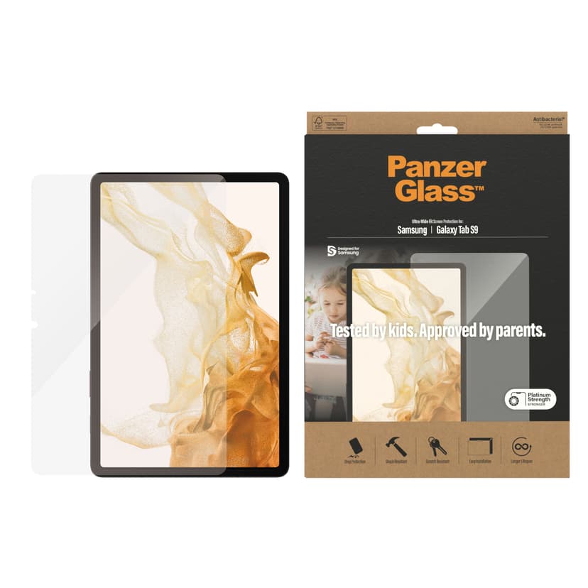 Panzerglass Ultra-Wide Fit skärmskydd Samsung Galaxy Tab S10 FE, Samsung Galaxy Tab S9, Samsung Galaxy Tab S9 FE