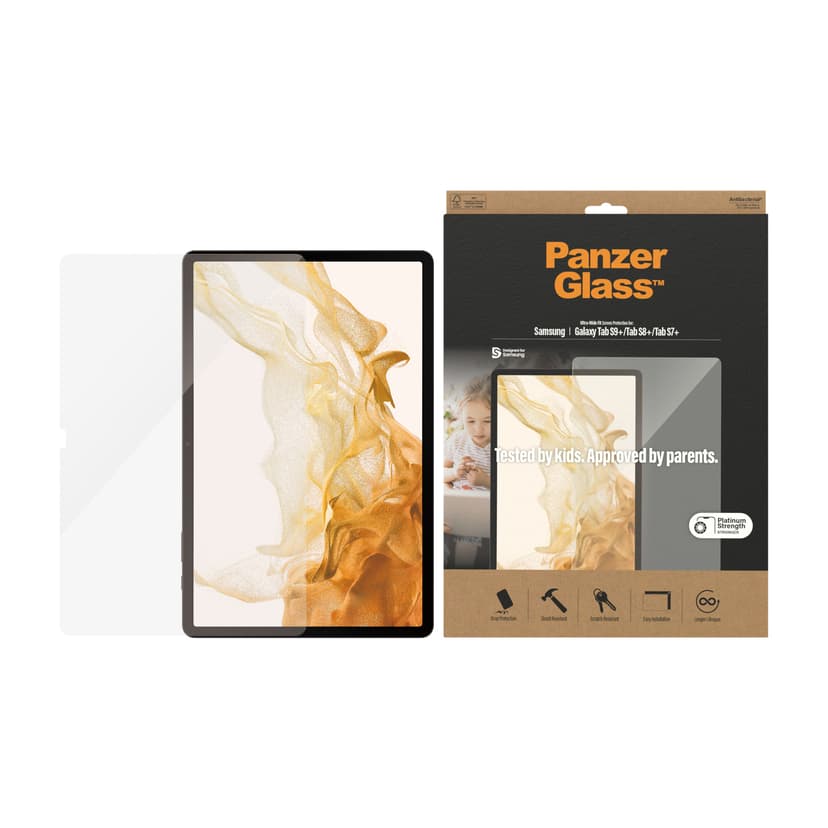 Panzerglass Ultra-Wide Fit skärmskydd Samsung Galaxy Tab S7+, Samsung Galaxy Tab S8+, Samsung Galaxy Tab S9 FE+, Samsung Galaxy Tab S9+