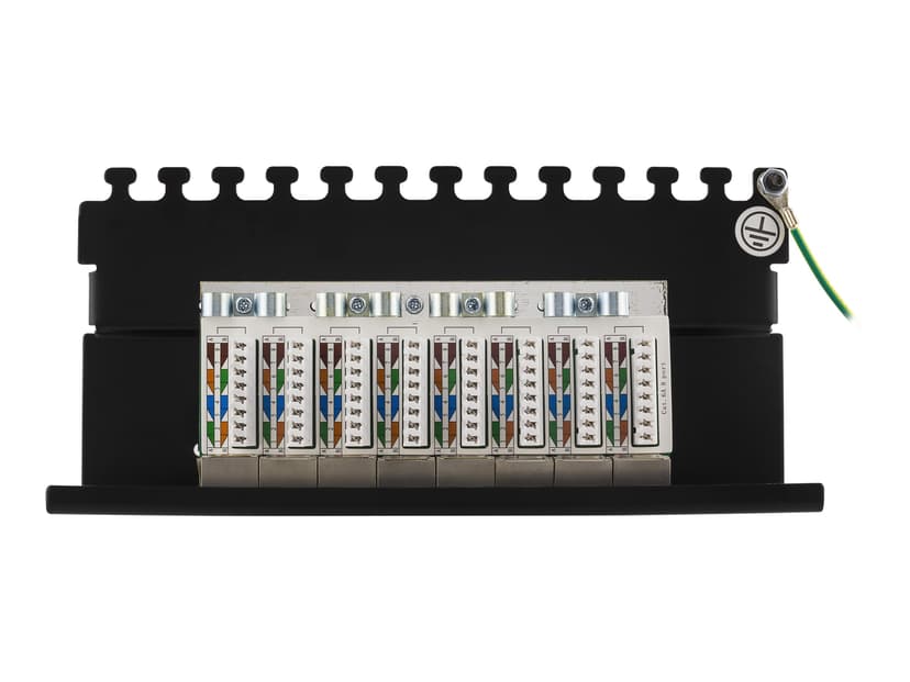 Deltaco Patch Panel, 8 portar, CAT6a, svart Svart Cat 6A