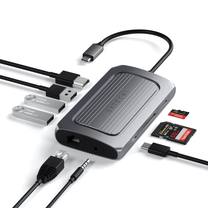 Satechi ST-U4MA3M dockningsstationer för bärbara datorer USB Type-C Grå USB Type-C