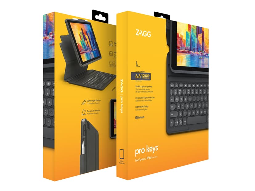Zagg Keyboard Pro Keys iPad 10.2" 7th gen, iPad 10.2" 8th gen, iPad 10.2" 9th gen Nordisk Grå, Sort