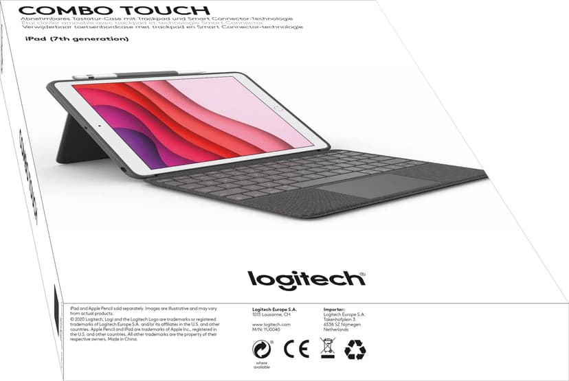 Logitech Combo Touch iPad 10.2" 7th gen, iPad 10.2" 8th gen, iPad 10.2" 9th gen Nordisk Grafitt