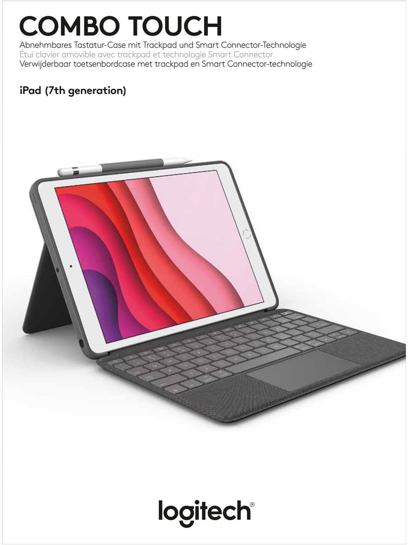 Logitech Combo Touch iPad 10.2" 7th gen, iPad 10.2" 8th gen, iPad 10.2" 9th gen Nordisk Grafit