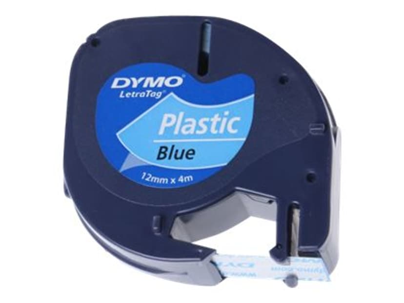 Dymo Tape LetraTag 12mm Plastic Zwart/Blauw
