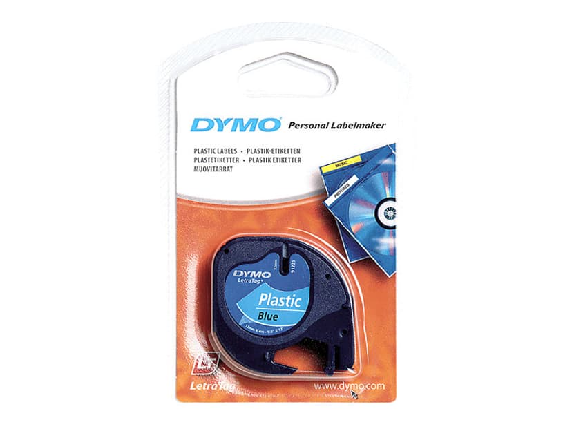 Dymo Tape LetraTag 12mm Plastic Zwart/Blauw