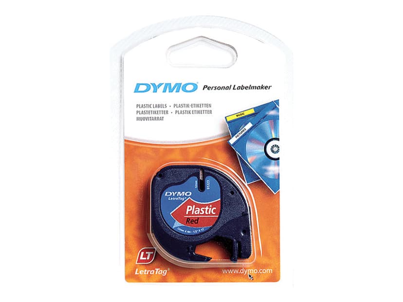 Dymo Tape LetraTag 12mm Muovi Musta/Punainen