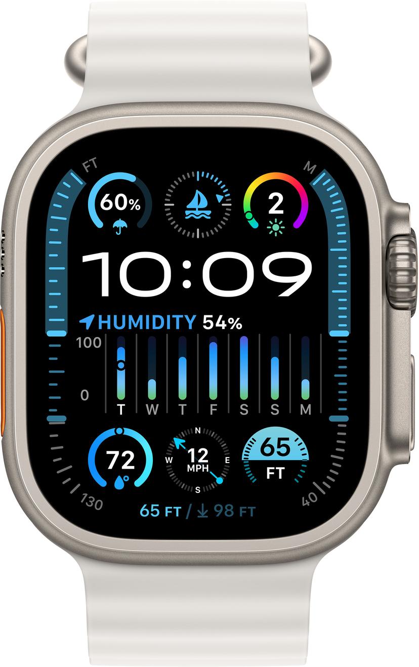 Apple Watch Ultra 2 GPS + Cellular 49mm Titanium Case with White Ocean Band Titaani