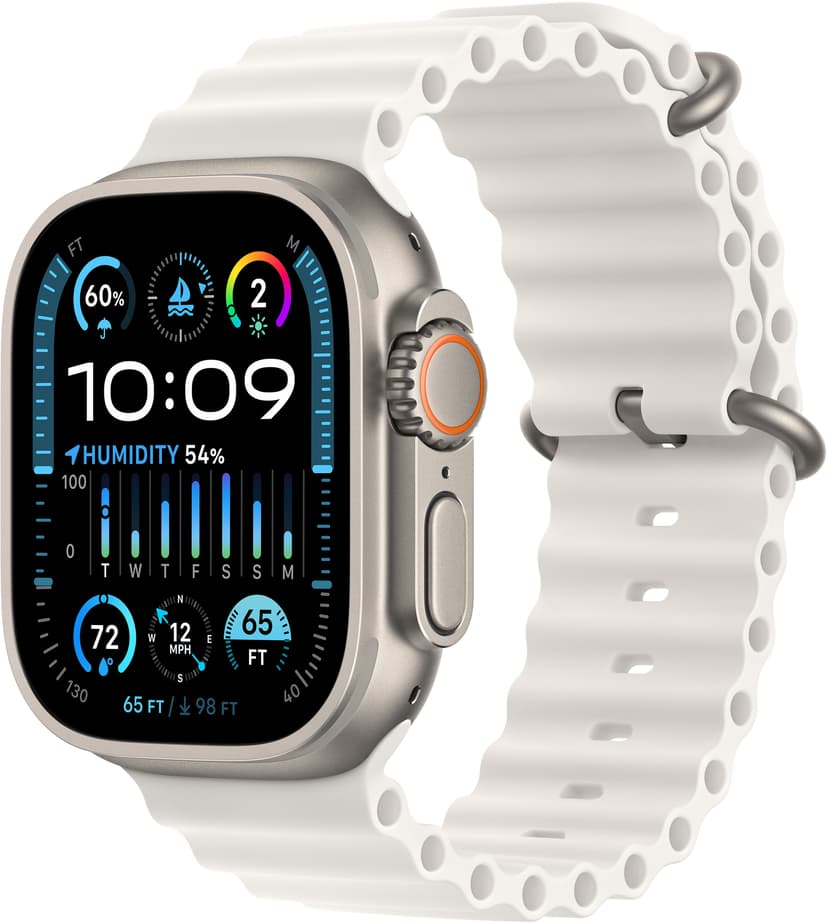 Apple Watch Ultra 2 GPS + Cellular 49mm Titanium Case with White Ocean Band Titaani