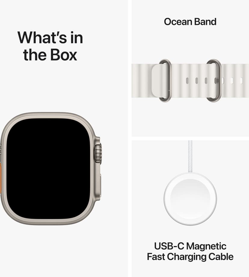 Apple Watch Ultra 2 GPS + Cellular 49mm Titanium Case with White Ocean Band Titaani