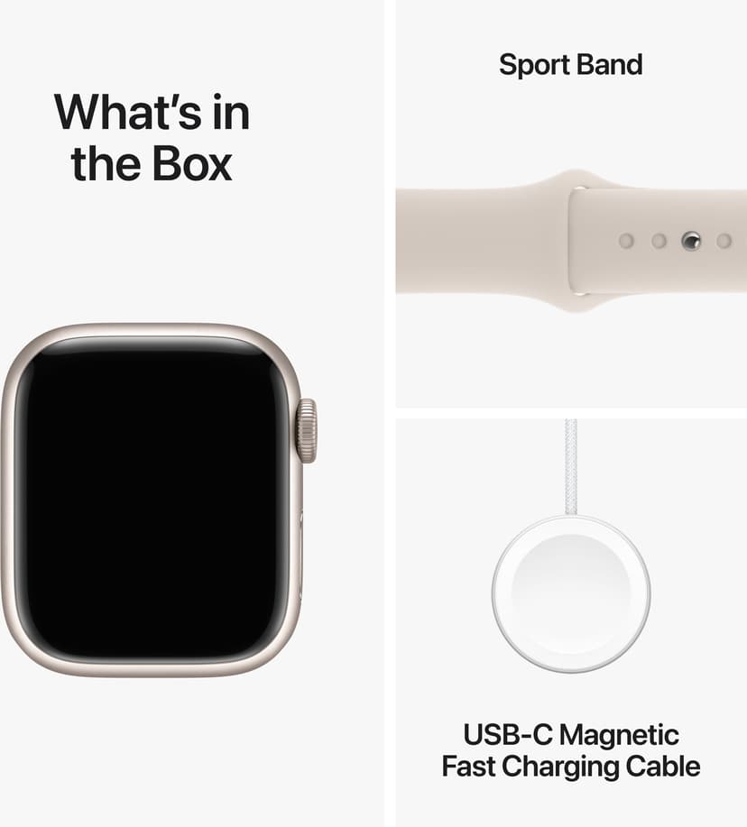 Apple Watch Series 9 GPS 41mm Starlight Aluminium Case with Starlight Sport Band - S/M Beige