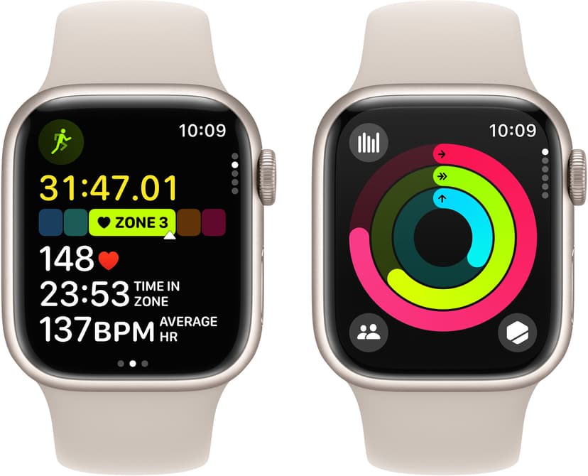 Apple Watch Series 9 GPS 41mm Starlight Aluminium Case with Starlight Sport Band - S/M Beige