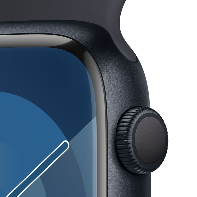 Apple Watch Series 9 GPS 45mm Midnight Aluminium Case with Midnight Sport Band - M/L Svart