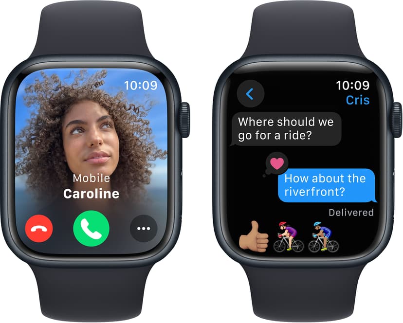Apple Watch Series 9 GPS 45mm Midnight Aluminium Case with Midnight Sport Band - M/L Svart
