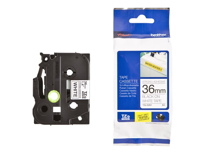 Brother Tape 36mm TZe-S261 Zwart/Wit Extra Sterk