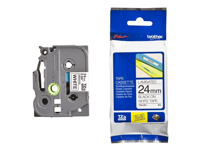 Brother Tape 24mm TZe-251 Svart/Hvit