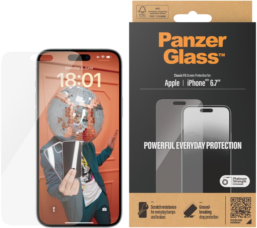 Panzerglass Classic Fit skärmskydd iPhone 15 Plus