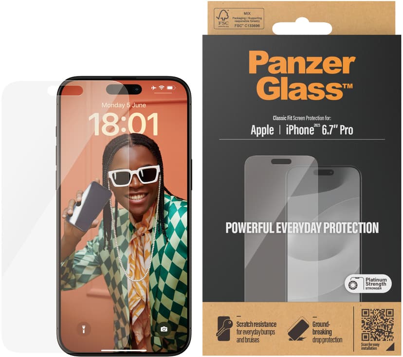 Panzerglass Classic Fit skärmskydd iPhone 15 Pro Max