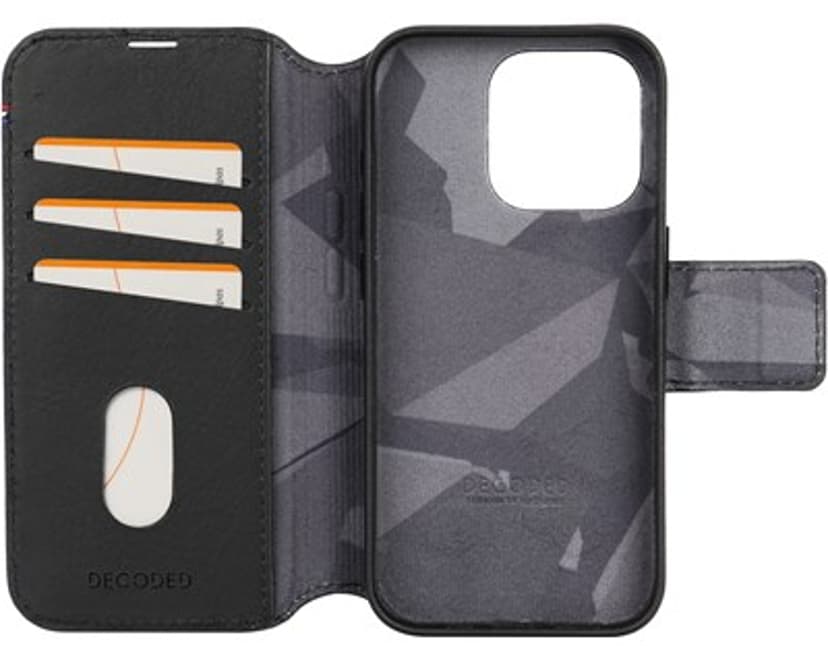 Decoded Leather Detachable Wallet iPhone 15 Pro Musta