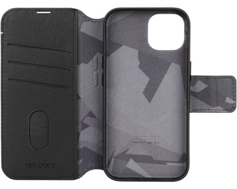 Decoded Leather Detachable Wallet iPhone 13, iPhone 14, iPhone 15 Svart