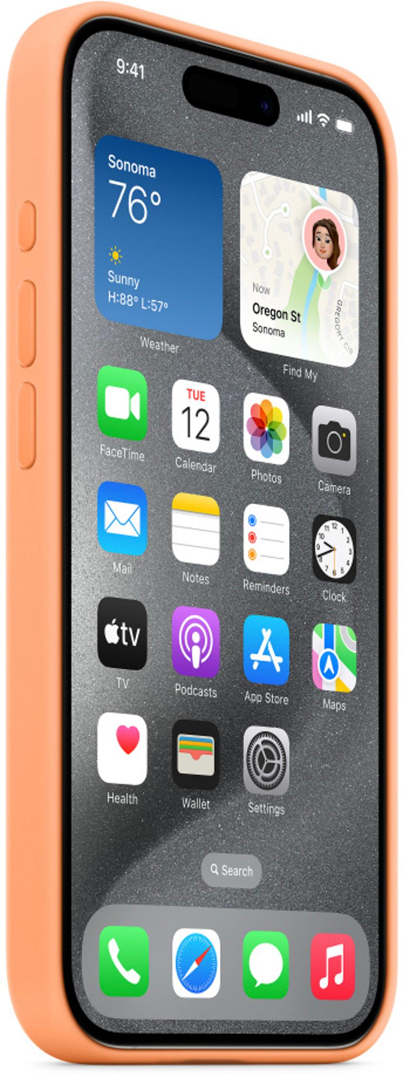 Apple Silicone Case With Magsafe iPhone 15 Pro Oranssi