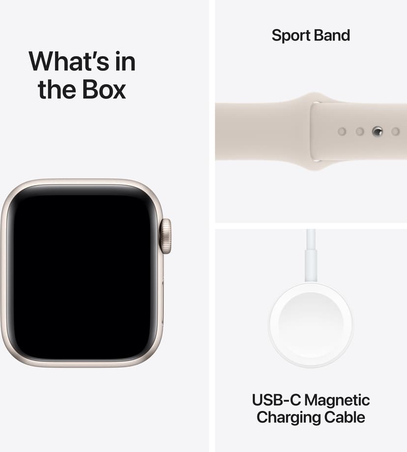 Apple Watch SE GPS 40mm Starlight Aluminium Case with Starlight Sport Band S/M Beige