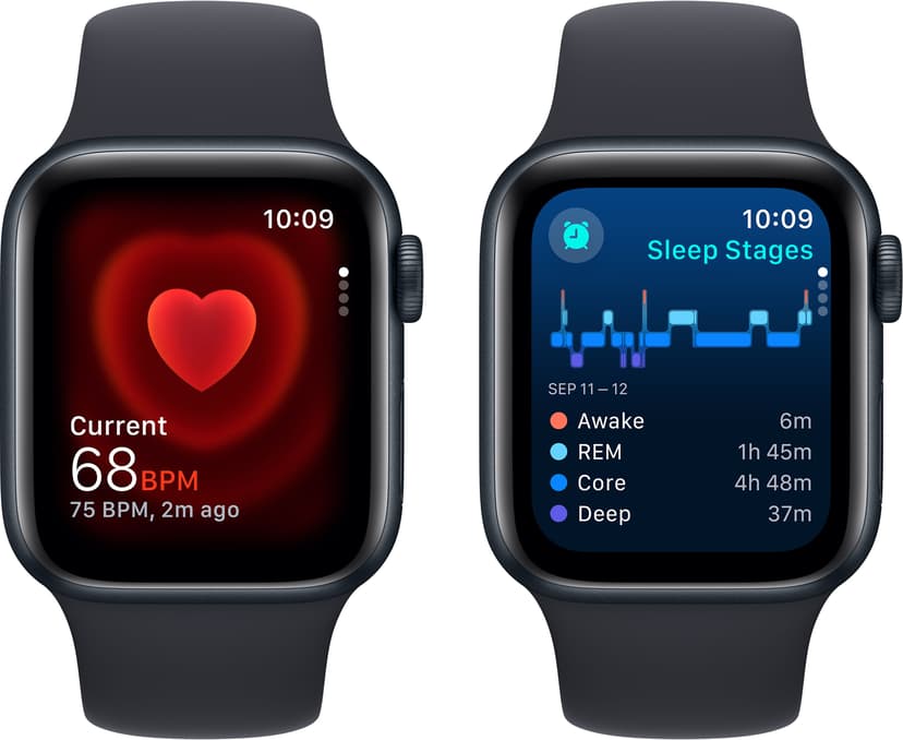 Apple Watch SE GPS 40mm Midnight Aluminium Case with Midnight Sport Band S/M Sort