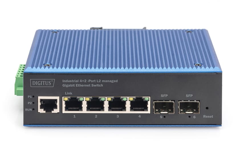 Digitus DN-651155 nätverksswitchar hanterad L2 Gigabit Ethernet (10/100/1000) Strömförsörjning via Ethernet (PoE) stöd Svart, Blå