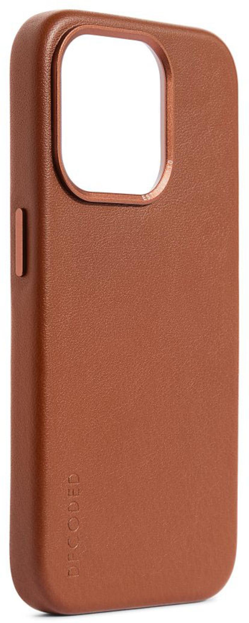 Decoded Leather Backcover iPhone 15 Pro Brun