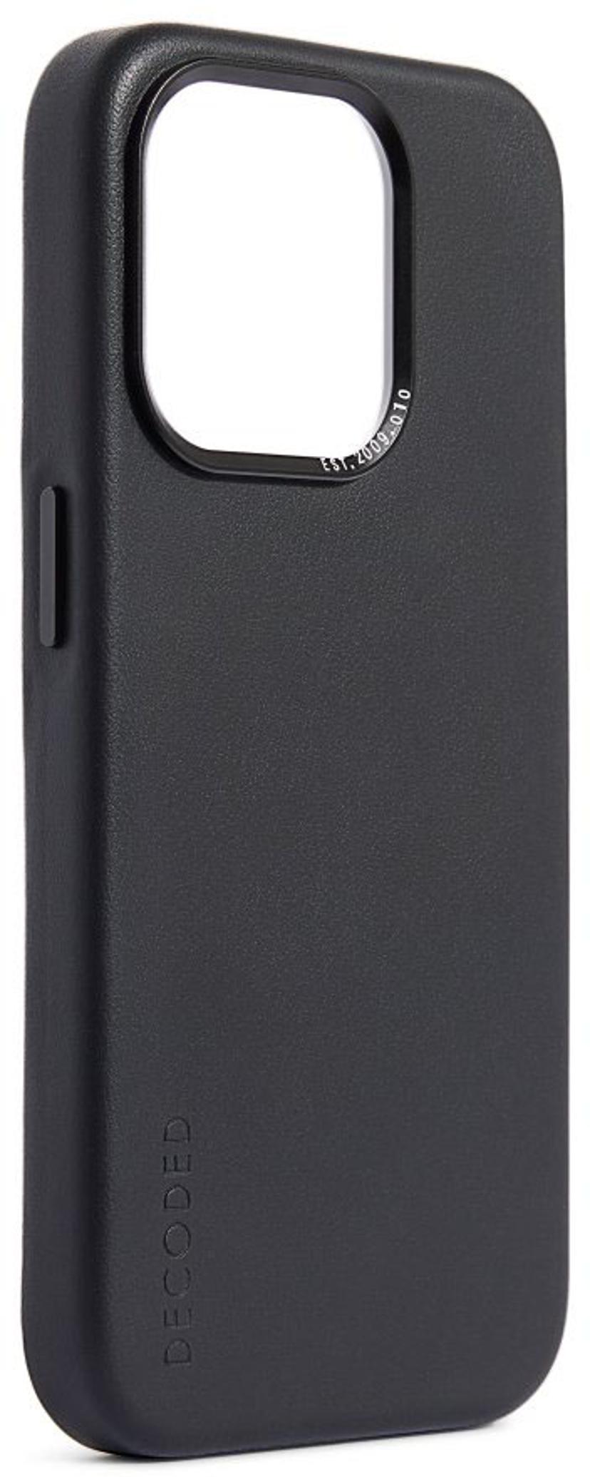 Decoded Leather Backcover iPhone 15 Pro Svart