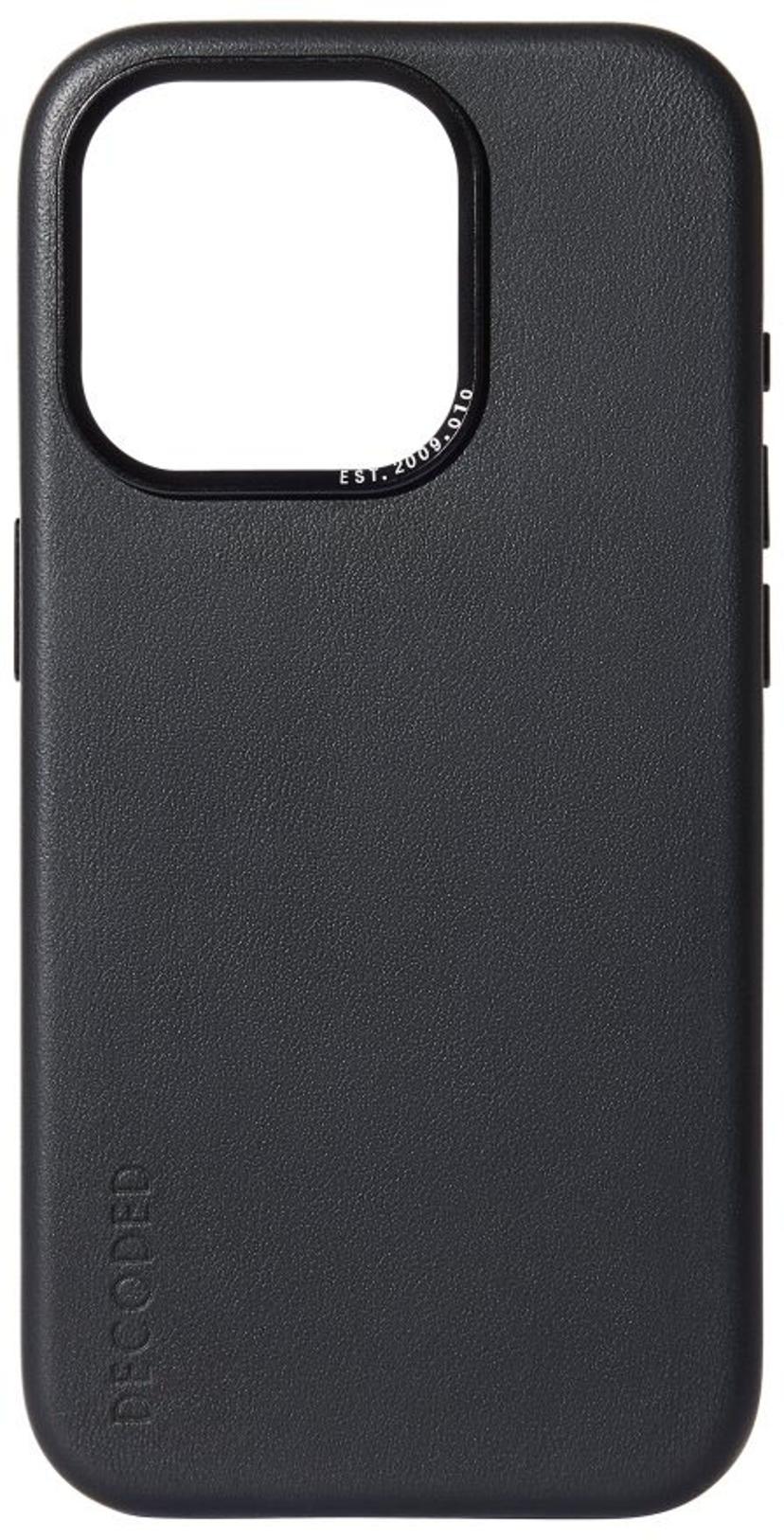Decoded Leather Backcover iPhone 15 Pro Svart