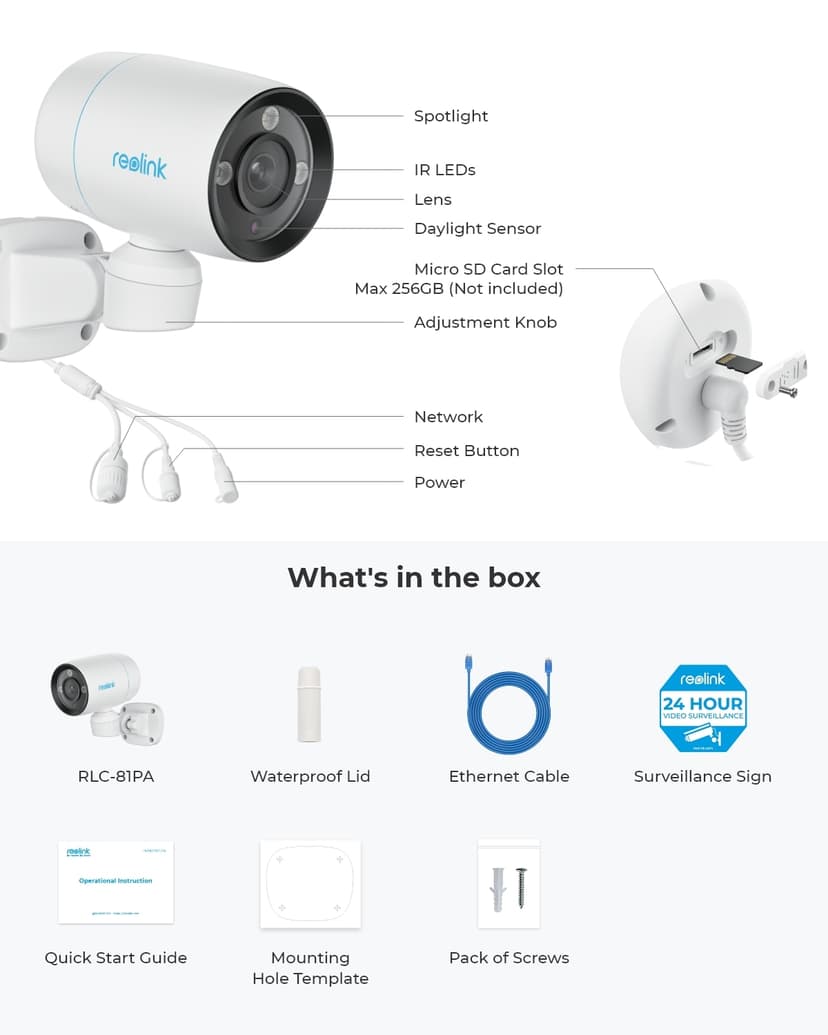 Reolink RLC-81PA 8MP 4K PoE Spotlight Bullet Kamera