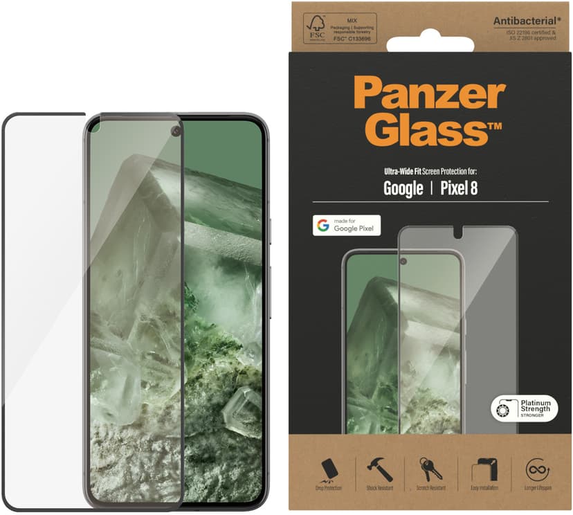 Panzerglass Ultra-Wide Fit skärmskydd Google Pixel 8