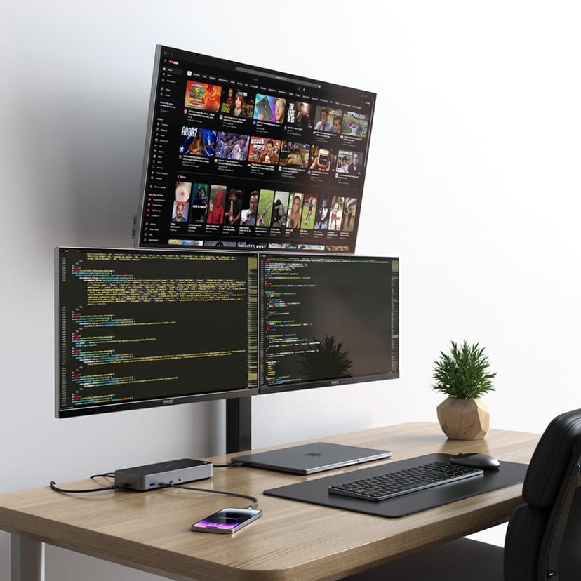 Satechi Triple 4K Display Ledningsført Dock Sort, Sølv Dock