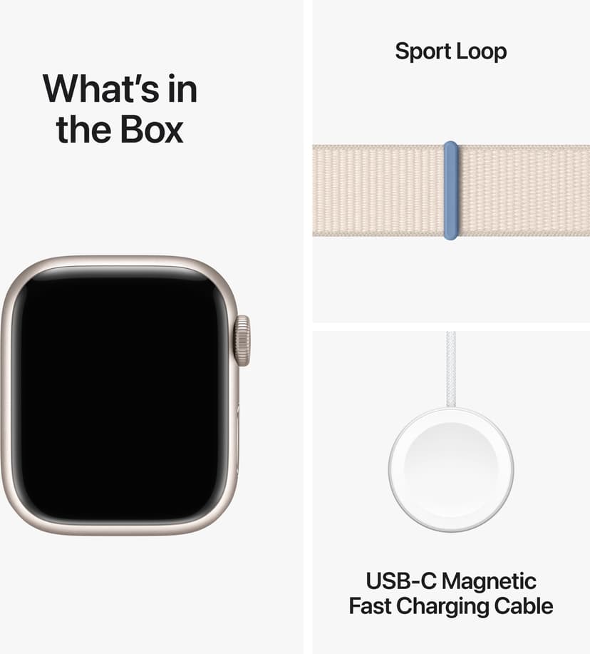 Apple Watch Series 9 GPS + Cellular 41mm Starlight Aluminium Case with Starlight Sport Loop Beige