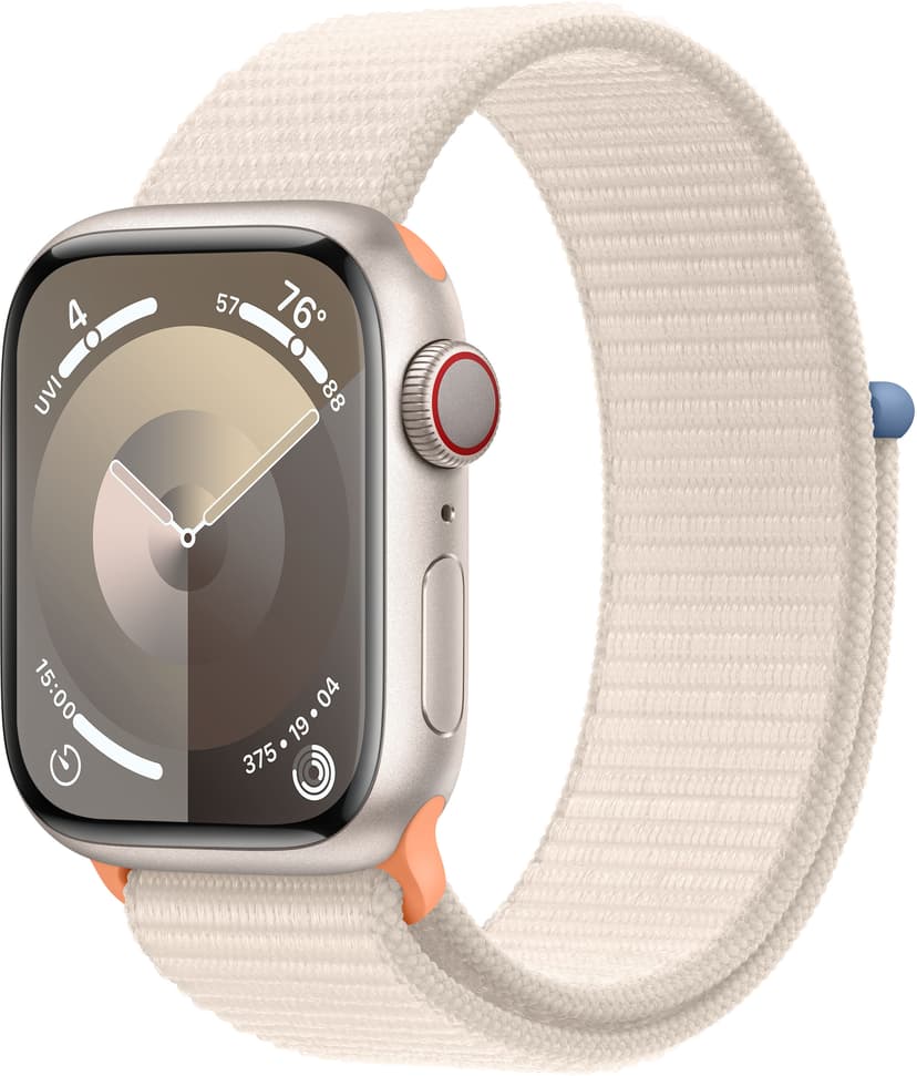 Apple Watch Series 9 GPS + Cellular 41mm Starlight Aluminium Case with Starlight Sport Loop Beige