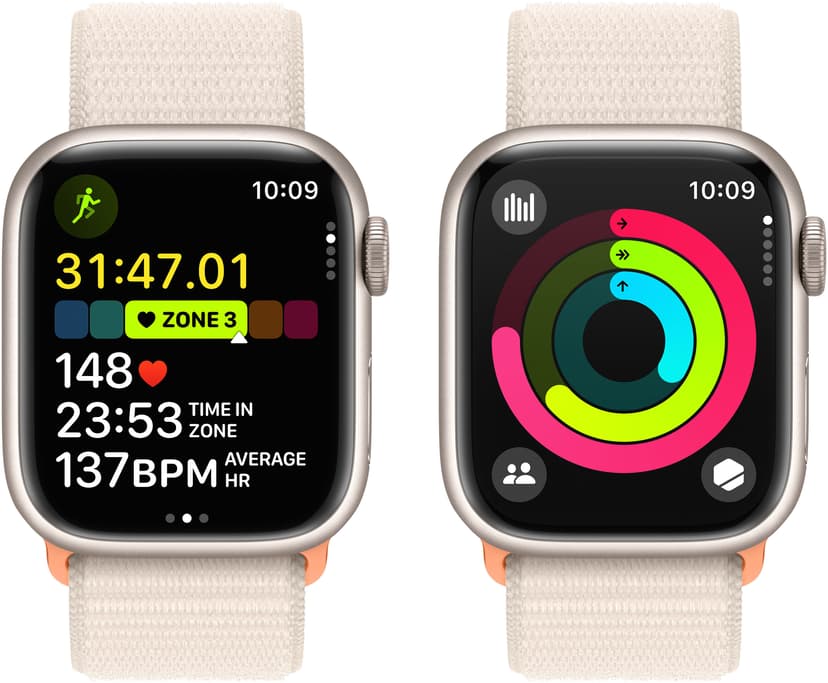 Apple Watch Series 9 GPS + Cellular 41mm Starlight Aluminium Case with Starlight Sport Loop Beige