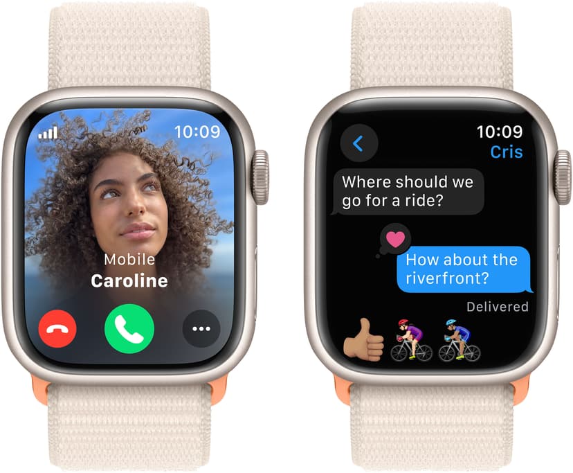 Apple Watch Series 9 GPS + Cellular 41mm Starlight Aluminium Case with Starlight Sport Loop Beige