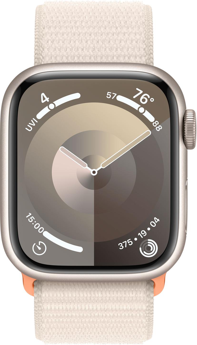 Apple Watch Series 9 GPS + Cellular 41mm Starlight Aluminium Case with Starlight Sport Loop Beige