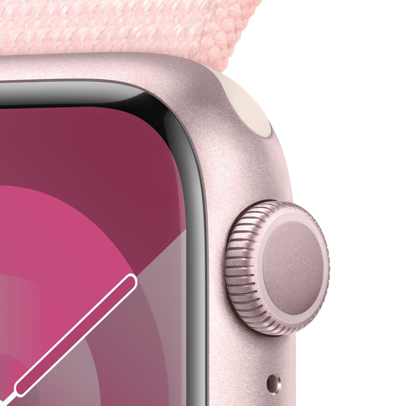 Apple Watch Series 9 GPS 41mm Pink Aluminium Case with Light Pink Sport Loop Rosa