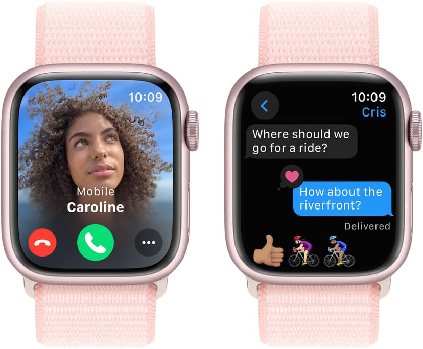 Apple Watch Series 9 GPS 41mm Pink Aluminium Case with Light Pink Sport Loop Rosa
