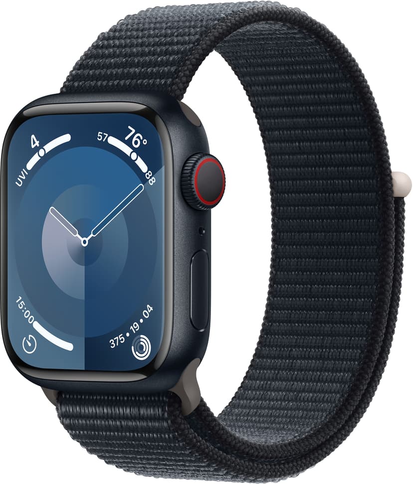 Apple Watch Series 9 GPS + Cellular 41mm Midnight Aluminium Case with Midnight Sport Loop Sort