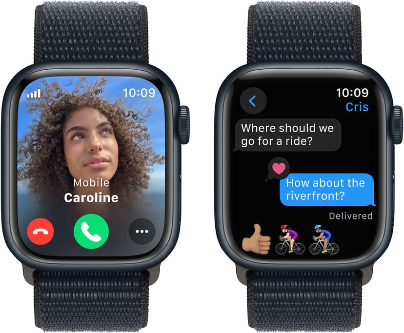 Apple Watch Series 9 GPS + Cellular 41mm Midnight Aluminium Case with Midnight Sport Loop Sort
