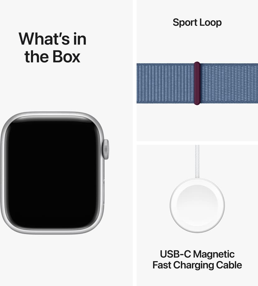 Apple Watch Series 9 GPS + Cellular 45mm Silver Aluminium Case with Winter Blue Sport Loop Hopea