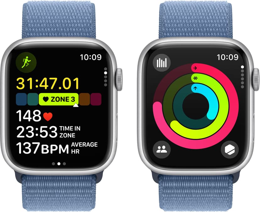 Apple Watch Series 9 GPS + Cellular 45mm Silver Aluminium Case with Winter Blue Sport Loop Hopea