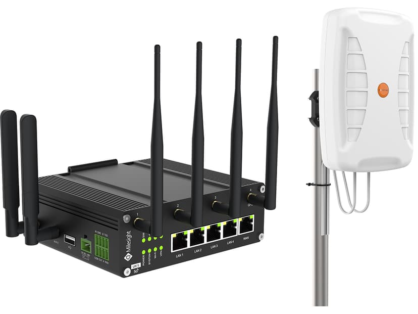 Milesight UR75 V3 Industrial 5G Router PoE + XPOL-24 4X4 5G/LTE MIMO Antenn