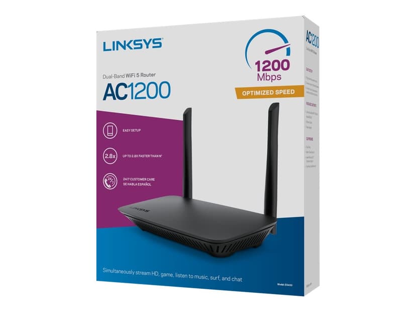 Linksys E5400 draadloze router Fast Ethernet Dual-band (2.4 GHz / 5 GHz) Zwart