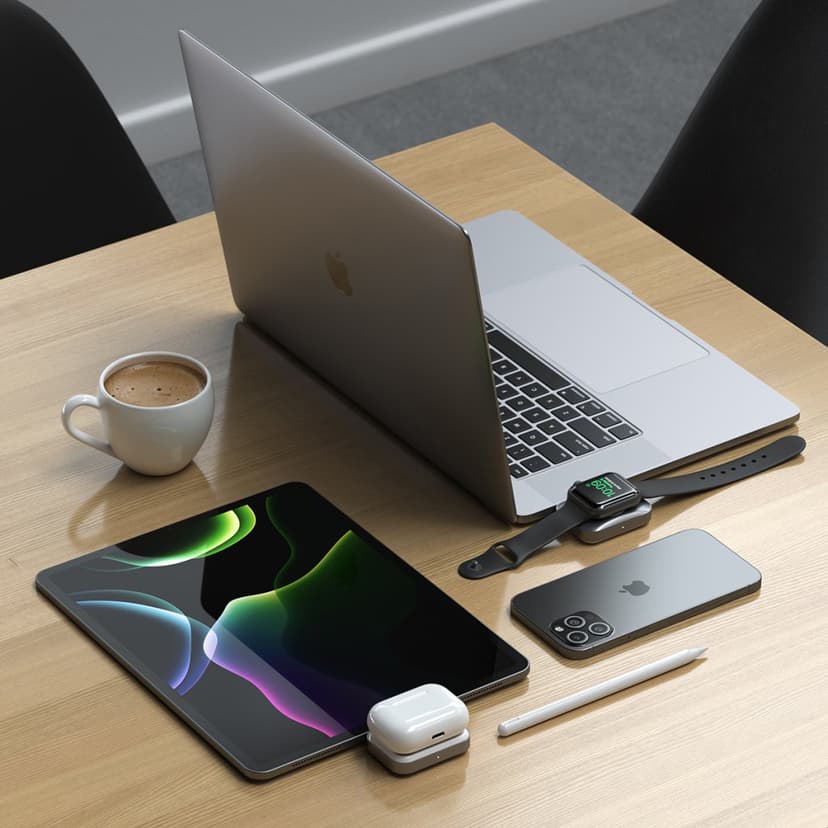 Satechi USB-C Apple Watch/AirPods Charge Hvit, Sølv