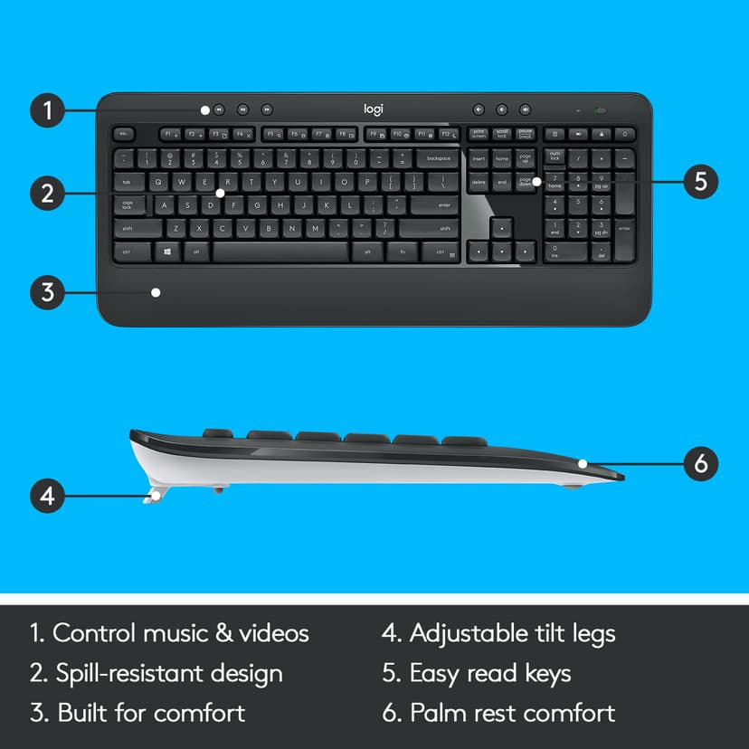 Logitech MK540 Advanced Trådløs Nordisk