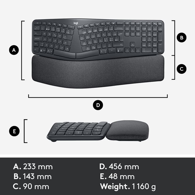 Logitech Ergo K860 Trådløs Nordisk